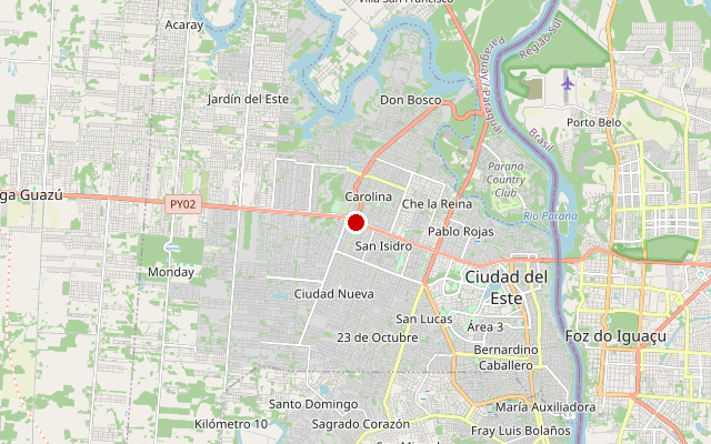 Kaart van Ciudad del Este, Alto Paraná Department